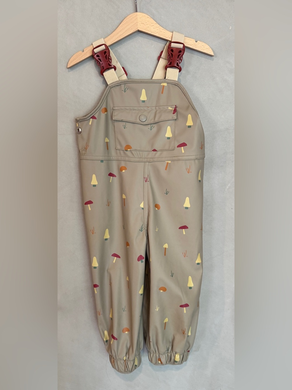 Coco Village Girole Rain Overalls size 2 mushroom
